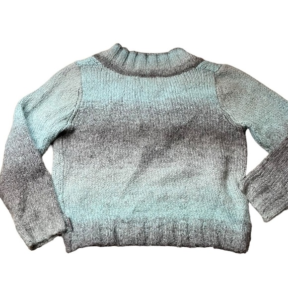 Woolrich Petite Cropped Teal & Gray Wool Blend Sweater Sz SP - Picture 2 of 7